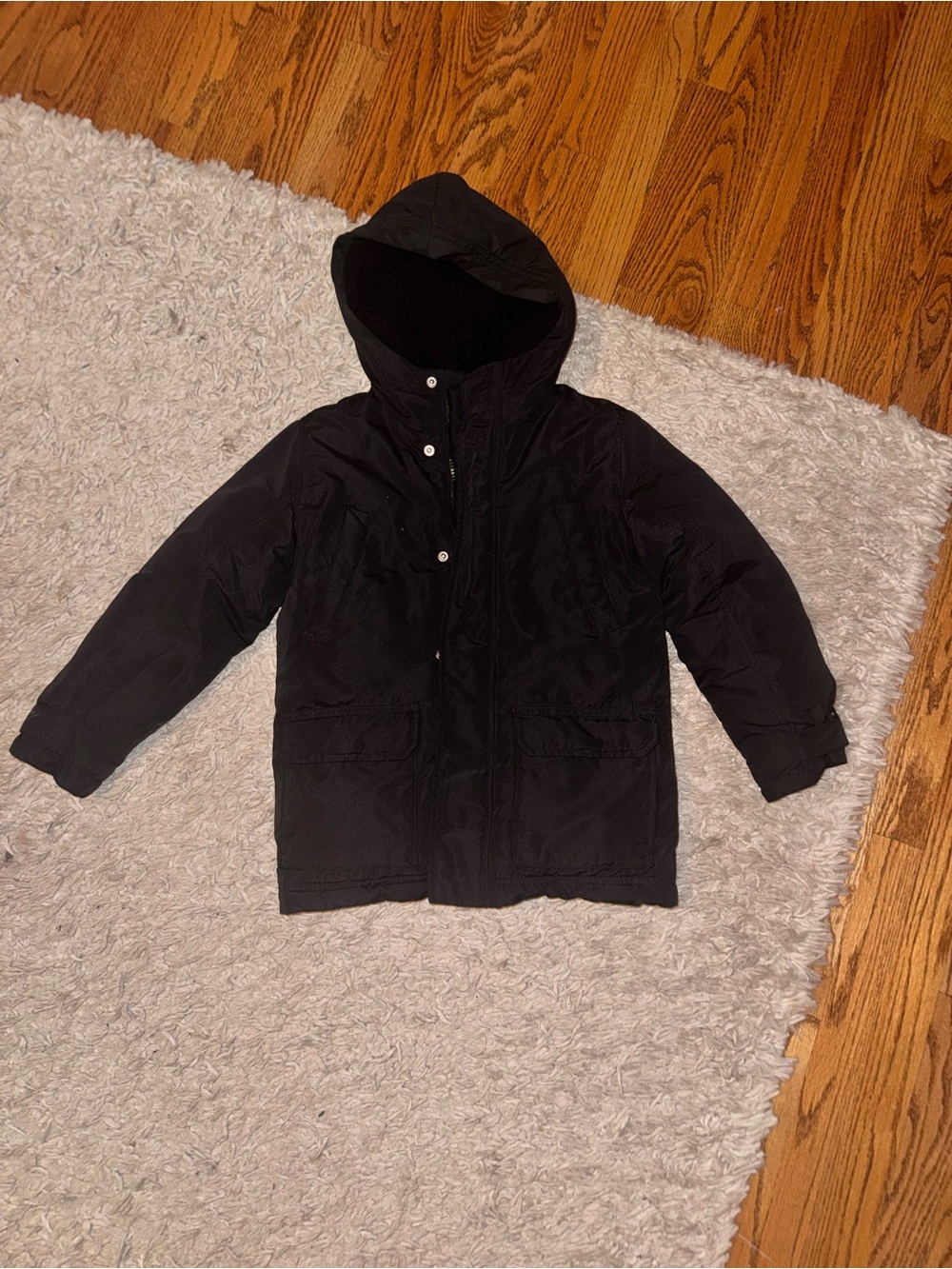 Kids Black Hooded Winter Jacket Old Navy